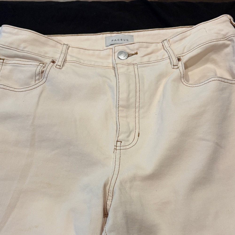 PacSun Off-White Stretch Mom Jeans